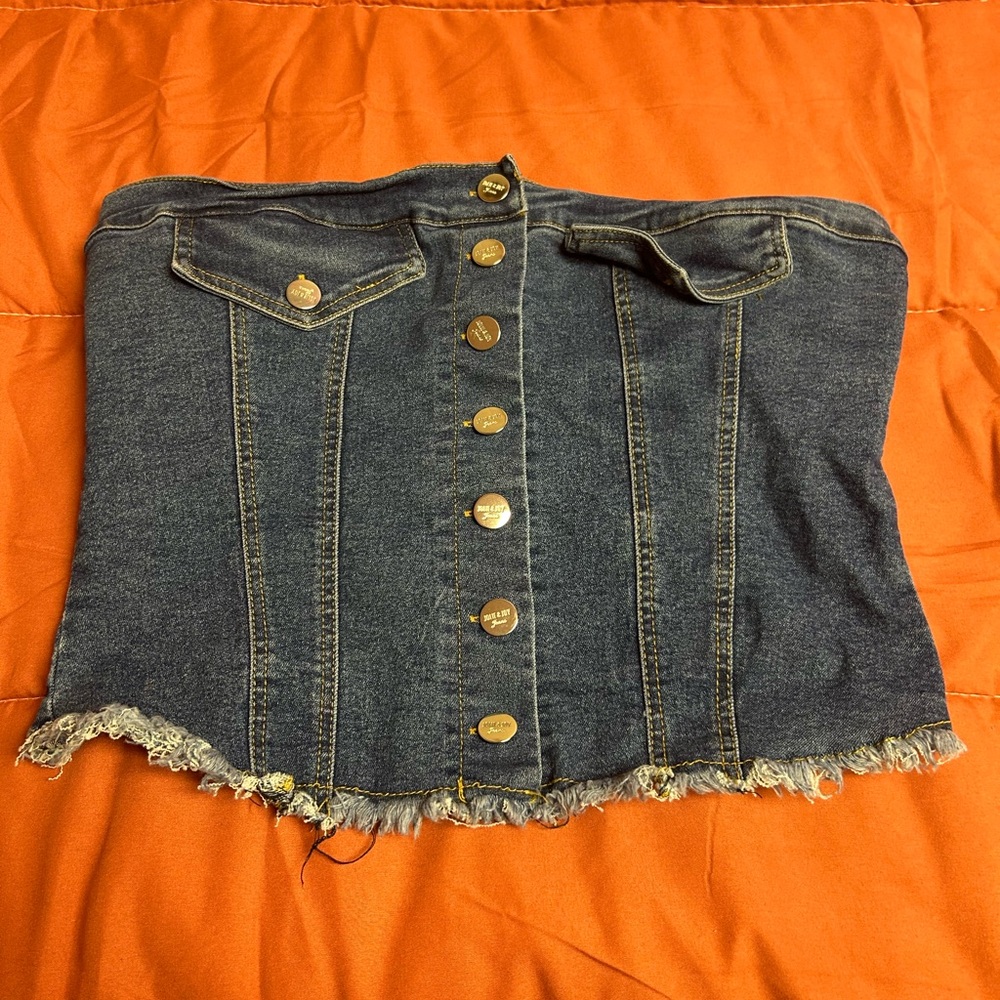 Strapless Jean crop top